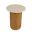 Table d'appoint à plateau en marbre Elena avec base cannelée en bois massif-2092894799