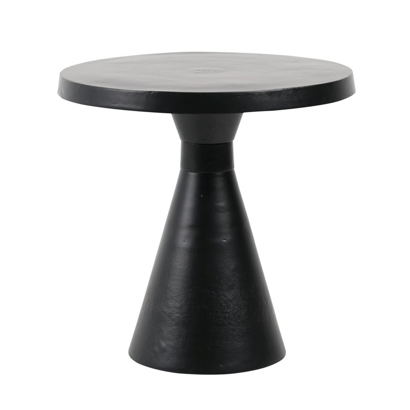 Elisand 20" Round Aluminum End Table, Antique Black