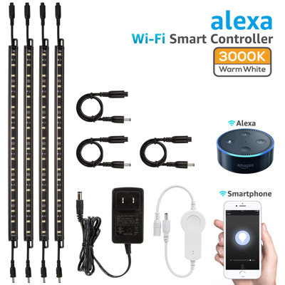 Kit d'éclairage DEL Gunbox 12 po pour coffre-fort d'armes, 4 barres lumineuses connectables avec commande vocale Alexa, lumière du jour