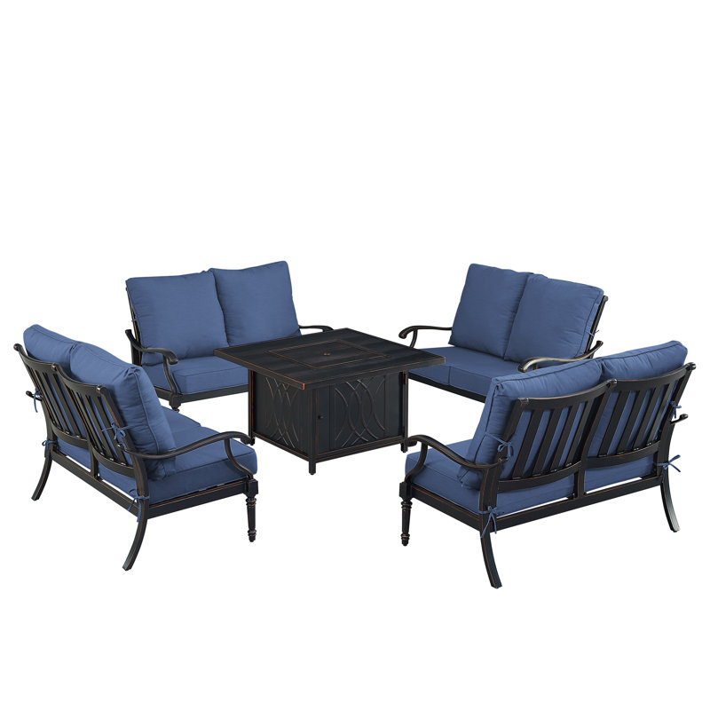Paili Outdoor 5 - Piece Conversation Set, Blue