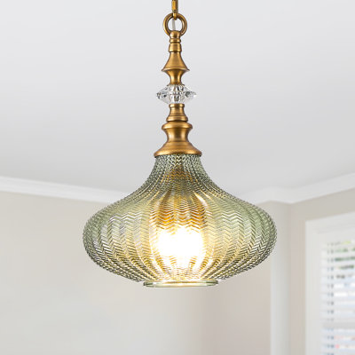 3-Light Pendant Light With Green Shade For Kitchen Island