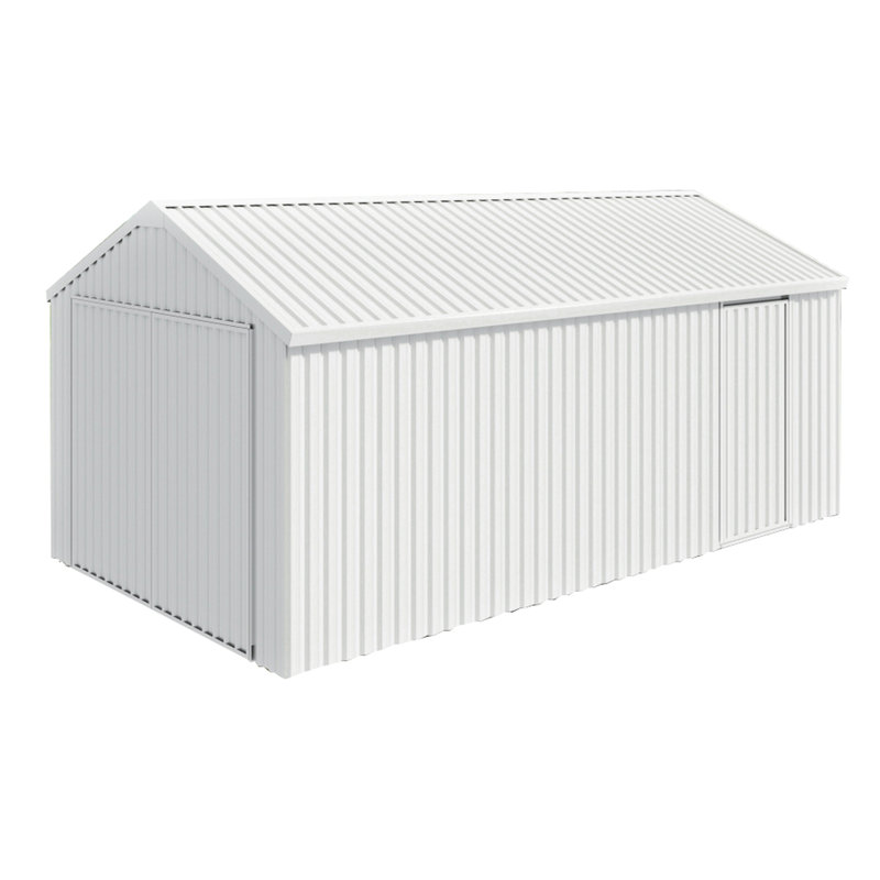 Unité de rangement extérieure: remise de garage en métal de 12 pi x 20 pi avec portes doubles, ensemble d'ancrage en béton, remise simple à cadre en acier de calibre 14, finition crème, balançoire