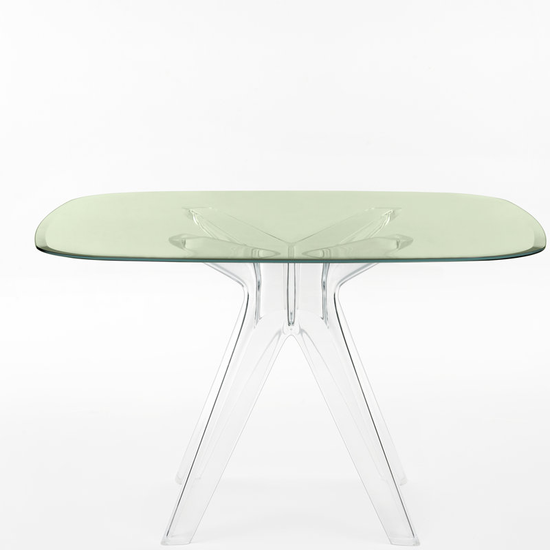 Sir Gio Square Glass Dining Table, Transparent, Green