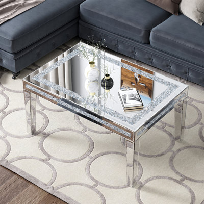 Amla Modern Mirrored Glass Coffee Table