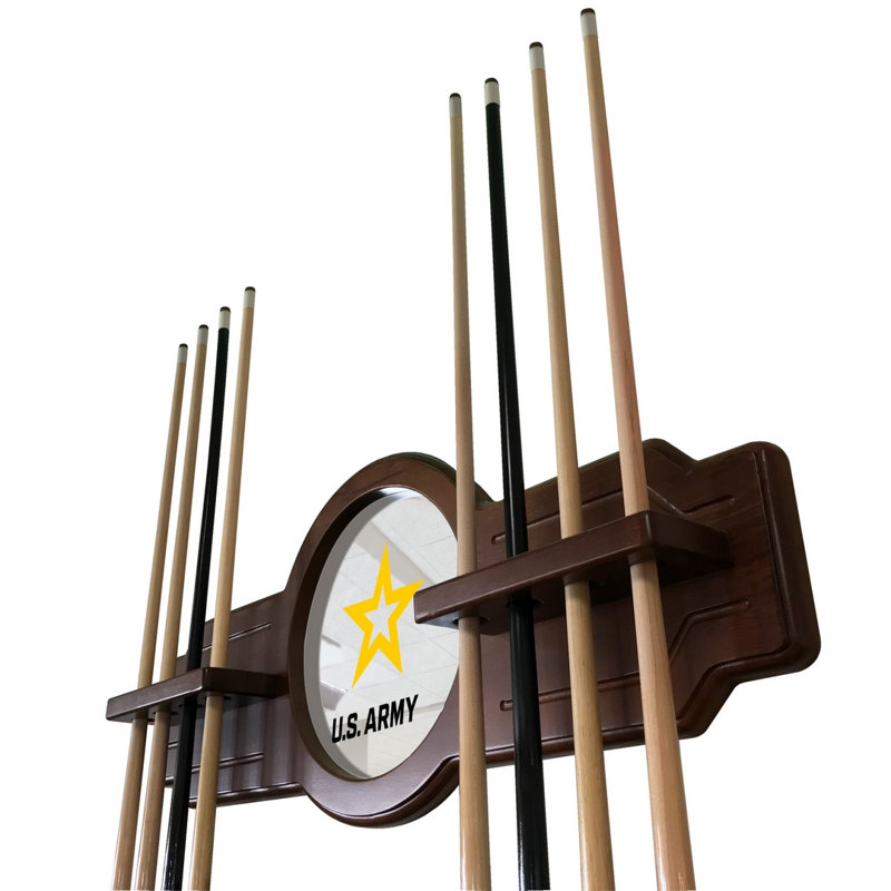 U.S. Army Holland Bar Stool Wood Pool Cue Rack, English Tudor, U.S. Navy