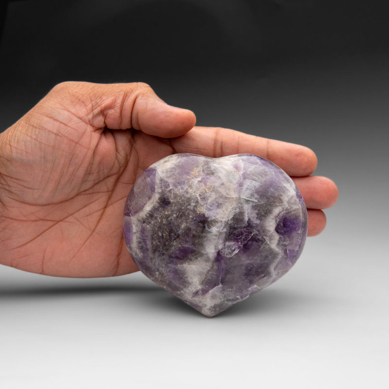 Genuine Polished Chevron Amethyst Heart