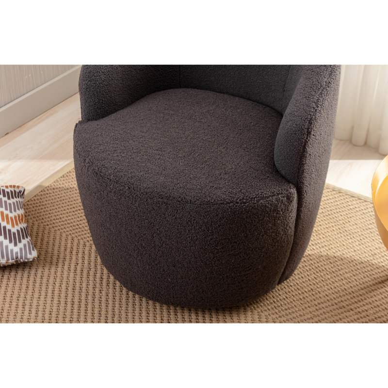 Gris foncé, tissu, fauteuil d'appoint, fonction pivotante, anneau en métal thermolaqué noir, intérieur en mousse