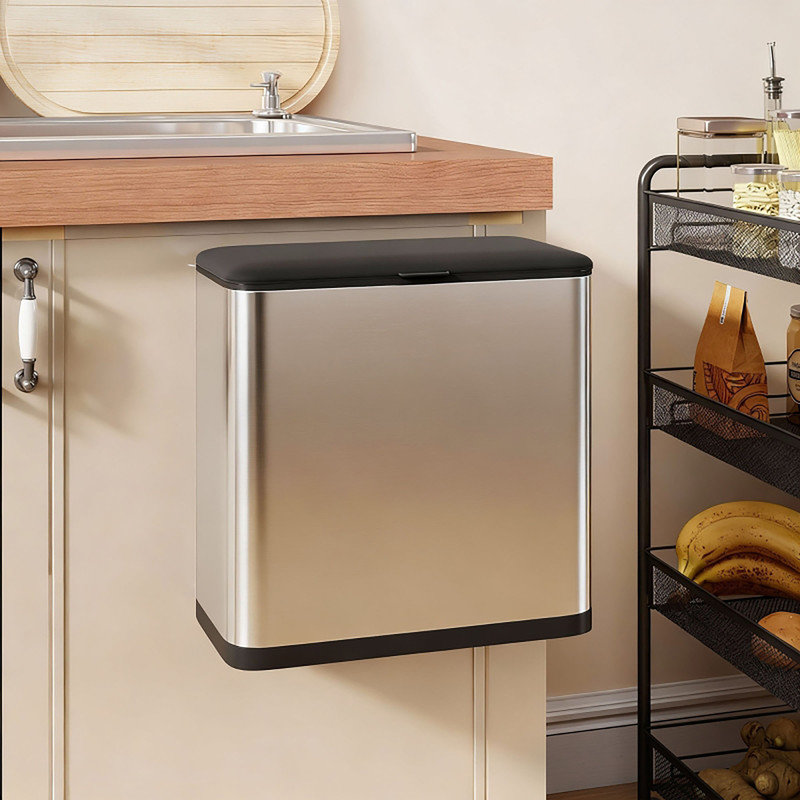 Stainless Steel Kitchen Trash Can, Silver