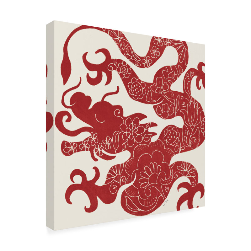 Art mural sur toile «Bachelo Leah York Year of the Dragon», Rouge, H 24 po x l 24 po