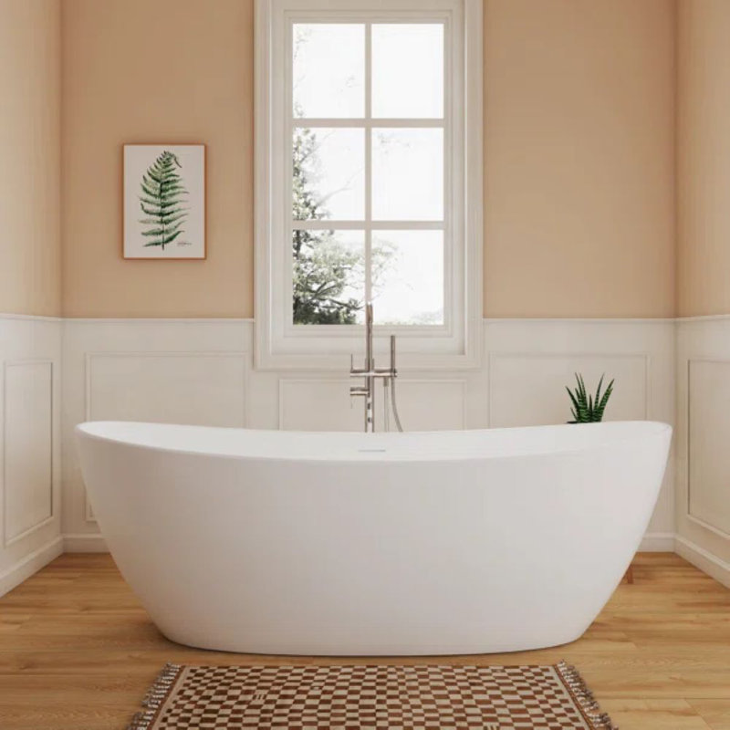 Baignoire profonde autoportante à surface solide 53 po Fslefay