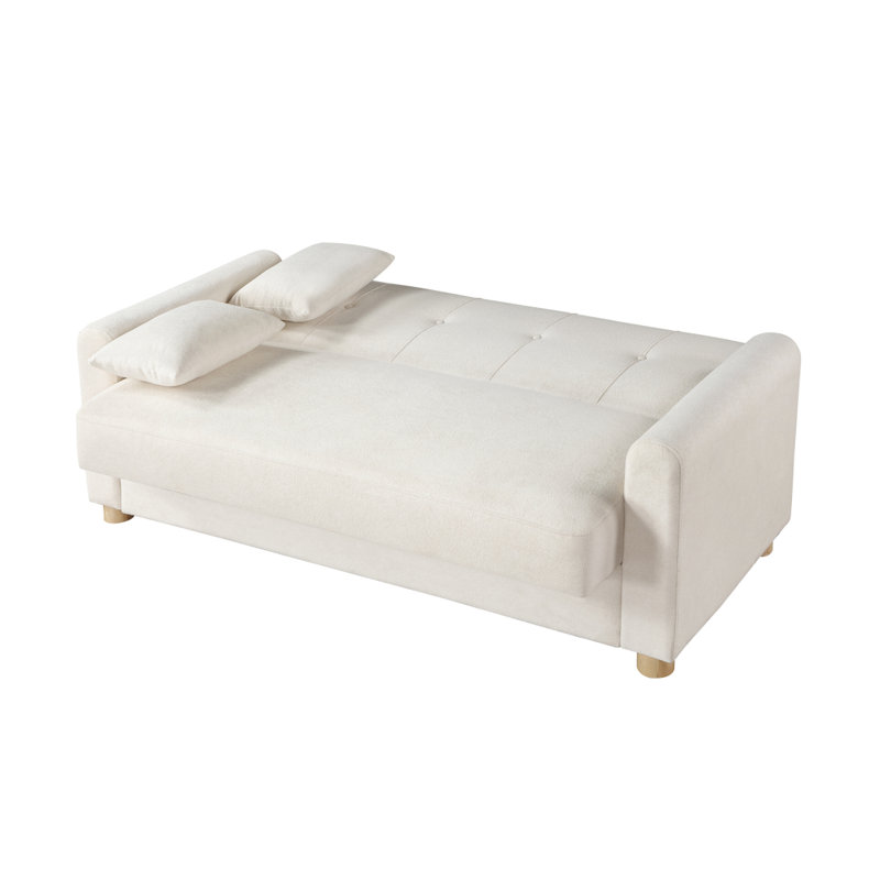 Causeuse-lit convertible en tissu Modern, Blanc