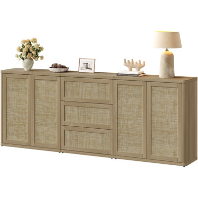 89.67" Bohemian-inspired Sideboard With Adjustable Shelves