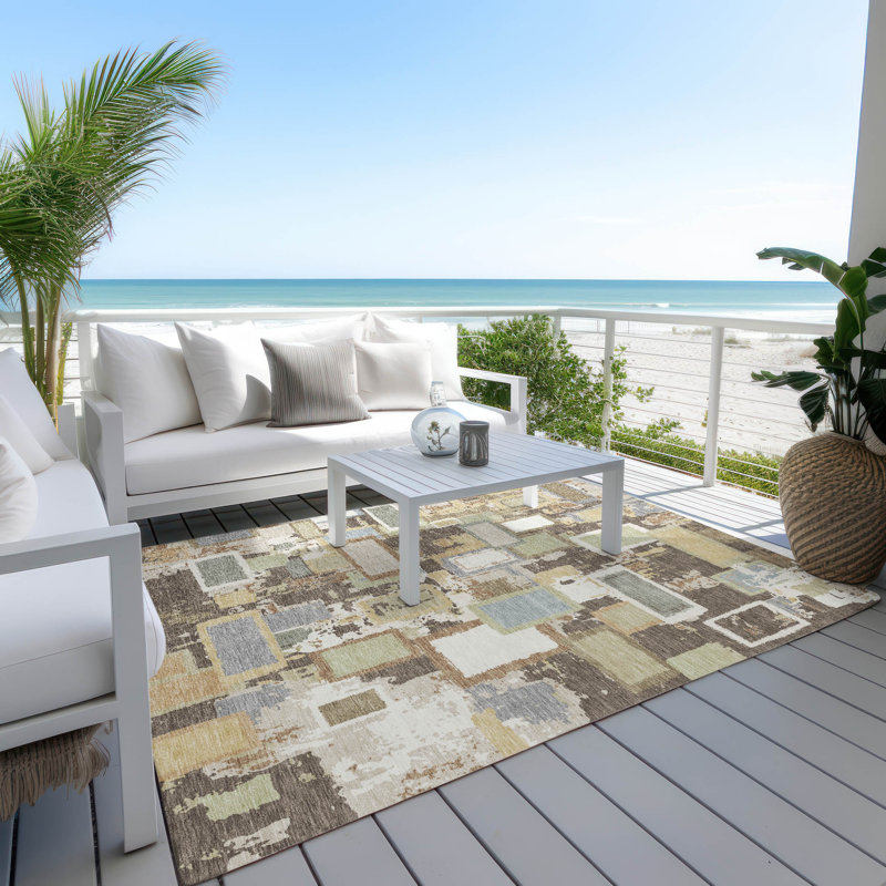 Machine Washable Indoor/Outdoor Boruta ACN2246 Geometric Rug, Rectangle 9' x 12'