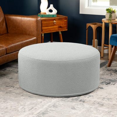 Natacia Round Couch Ottoman – Oversized Giant Coffee Table & Foot Rest, Luxe Boucle