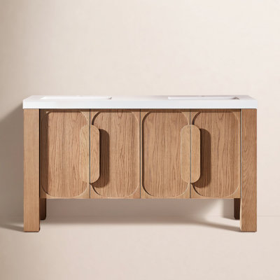 60" Oak Double Bathroom Vanity