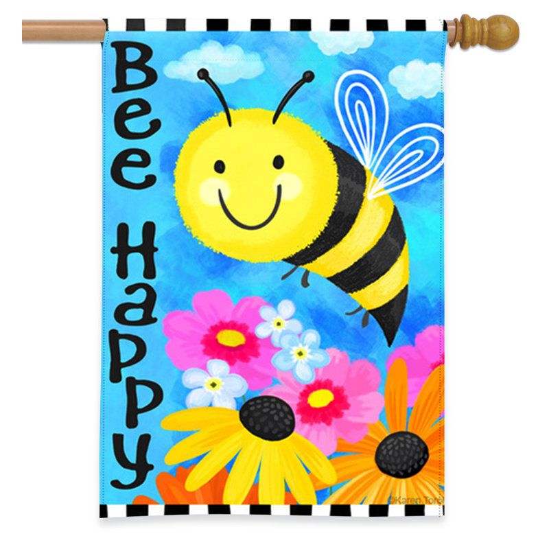 Drapeau de maison «Bee Happy Bumblebee»
