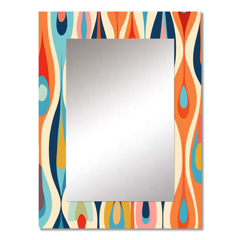 Rétro abstrait Gouttes - grand miroir géométrique mural moderne, 32 po x 24 po