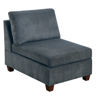 Living Room Furniture Grey Chenille Modular Sectional 6Pc Set Corner Sectional Modern Couch 3X Corner Wedge 2X Armless Chairs And 1X Ottoman Plywood