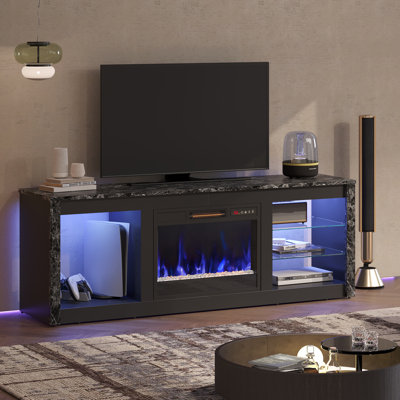 Meuble télé avec foyer électrique pour téléviseur de 70 po ou moins Benigno
