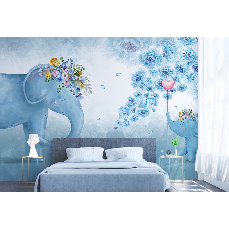 Adhésif mural éléphant L 6,25 pi x l 112 po, L 8,83 pi x l 15,58 pi