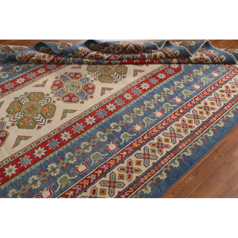 Tapis unique en laine bleu 6 pi 7 po x 10 pi 0 po New Age