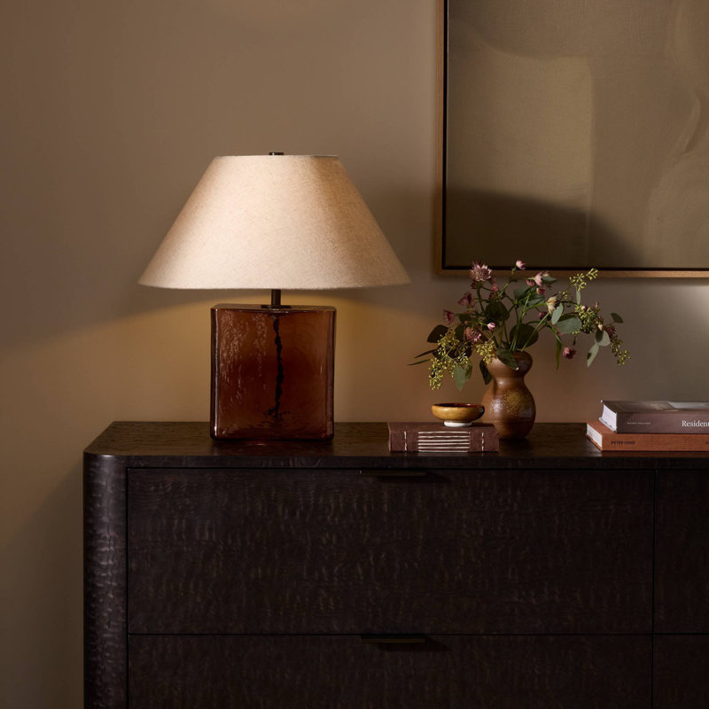 Saylor Table Lamp-Brown Cast Glass