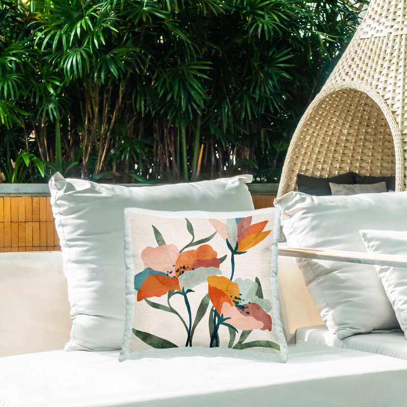Coussin d'extérieur à imprimé moderne Modern Orange