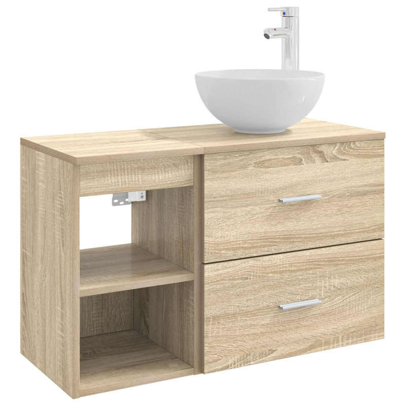 Vanity & Mirror Set, Sonoma Oak