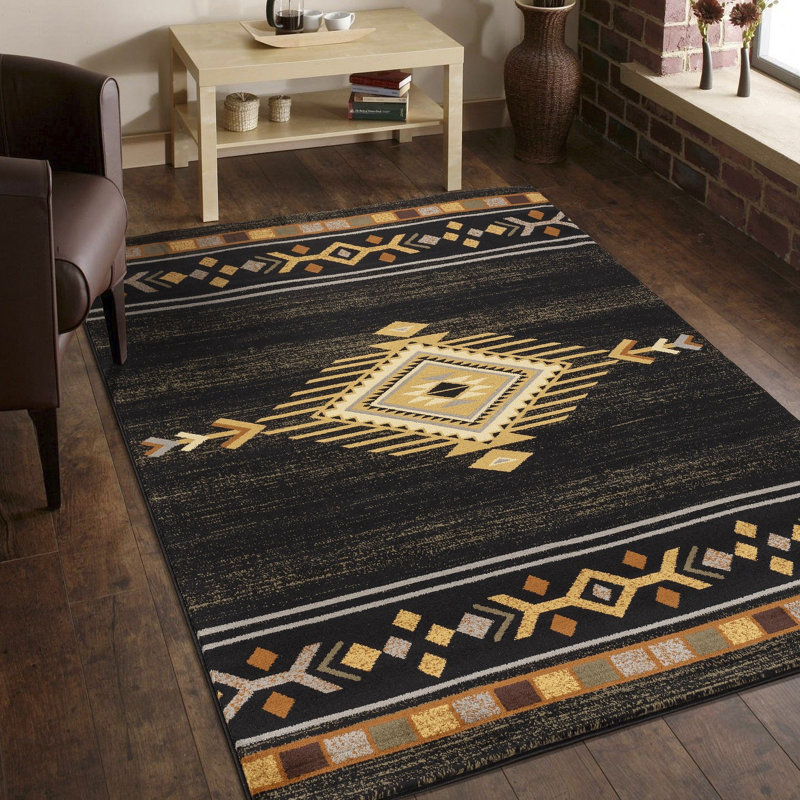 Southwest Area Rug, Black, Rectangle 2' x 3'