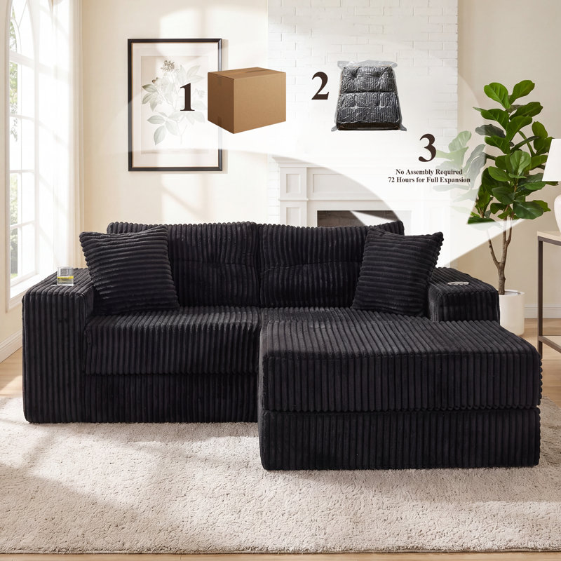 3 Seater Velvet Sofa, Black