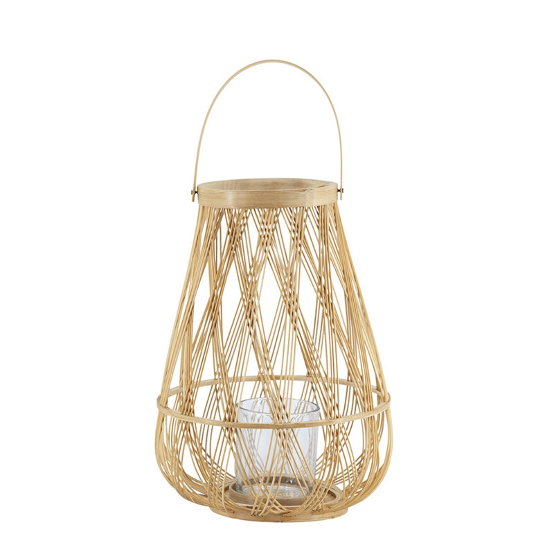 D9.5x13.5" Sienna Bamboo Lantern with Rope Handle