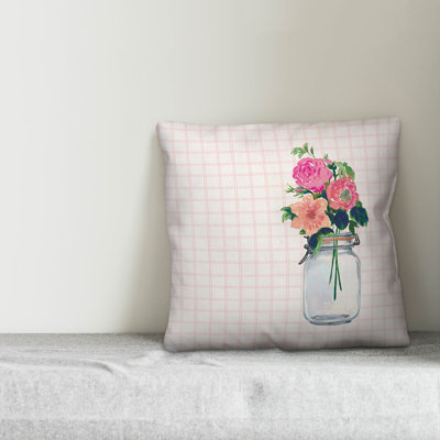 Flower Plaid Throw Pillow