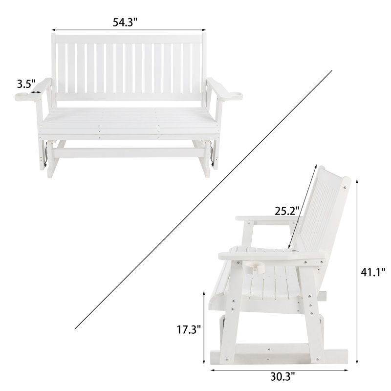 Banc oscillant 3 places en poly Lumber, Blanc