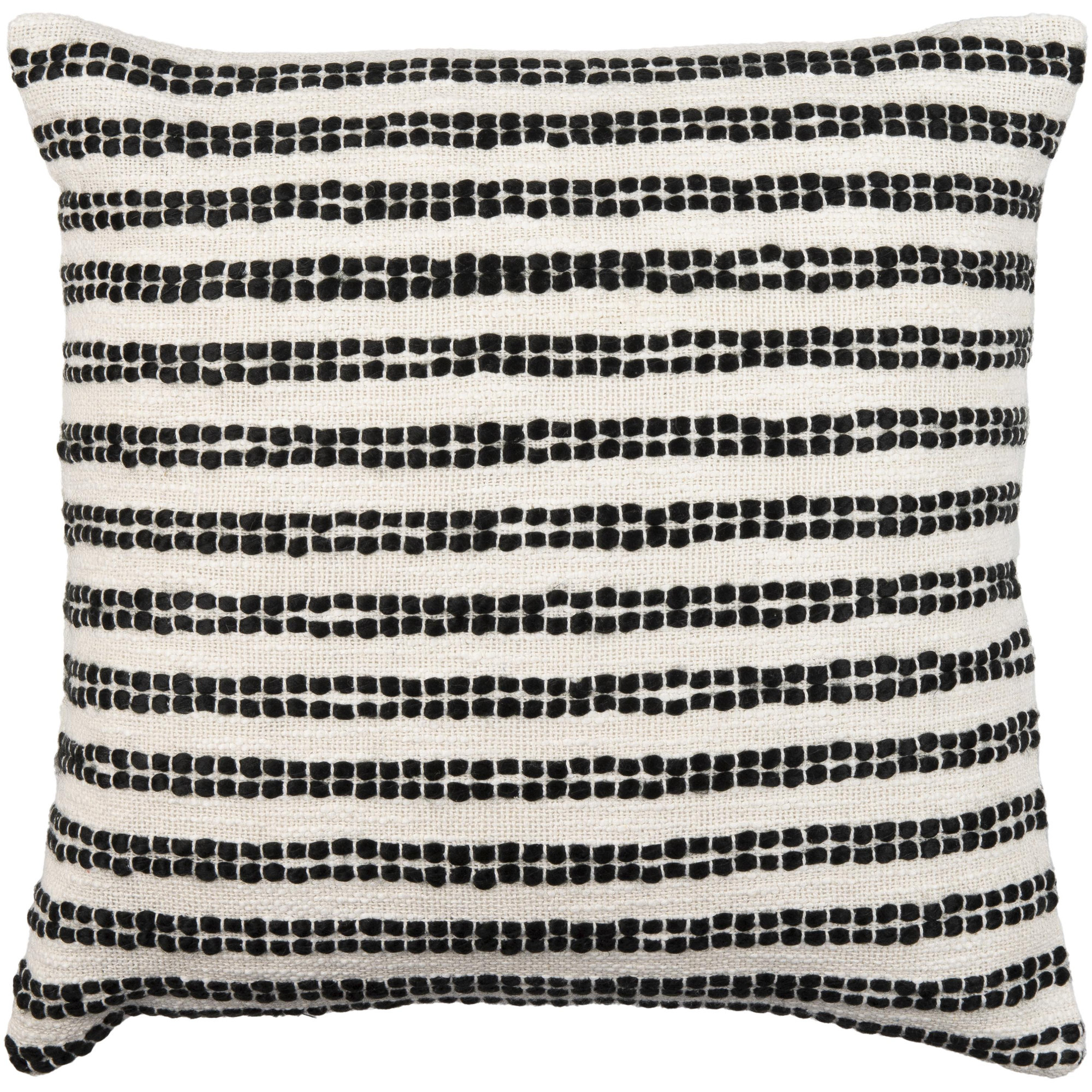 Amora Embroidered Cotton Pillow Cover, White/Black, Polyester, 13" x 20"