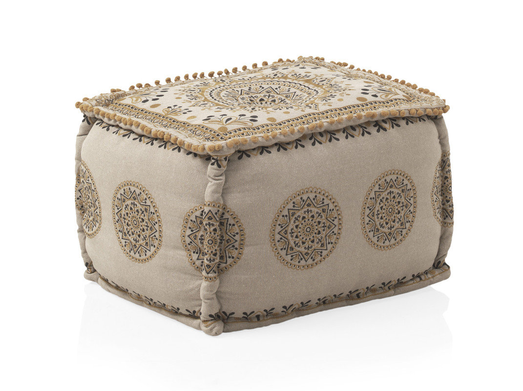 45 cm Rechteckiger Pouf Cassundra mit geometrischem Muster