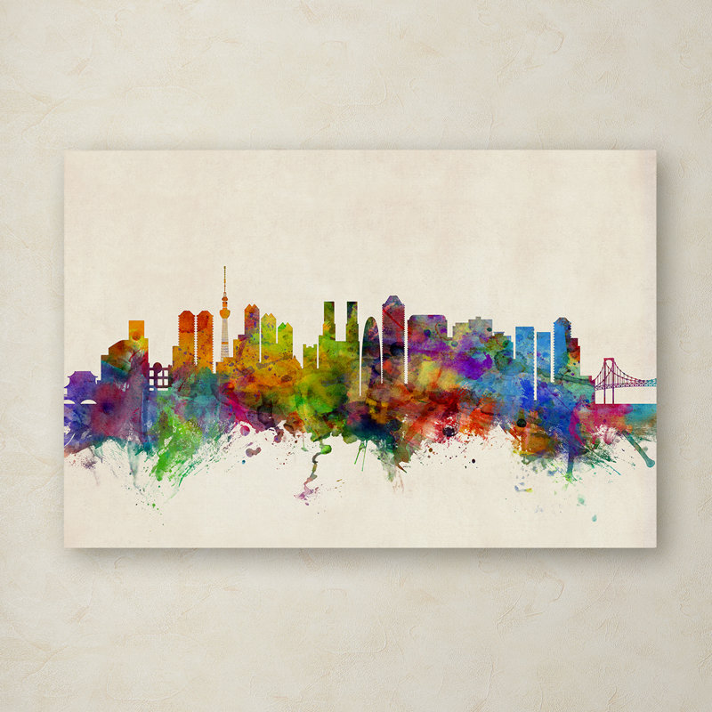 « tokyo japan horizon ii », reproduction d’impression sur toile tendue, H 16 po x l 24 po x P 2 po