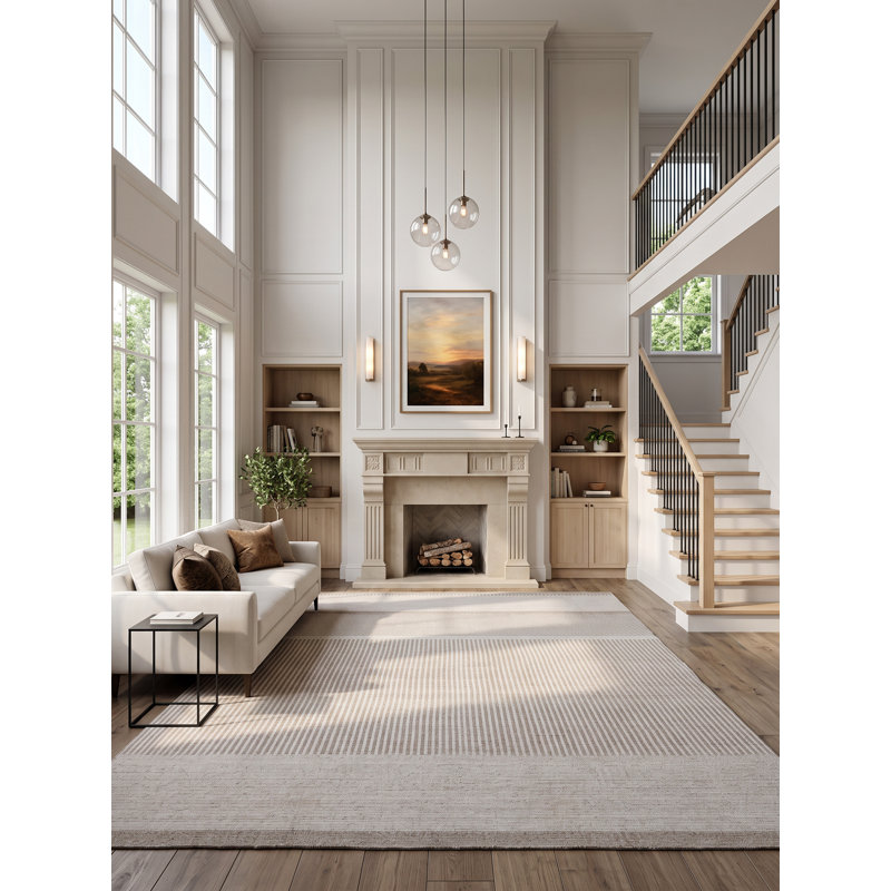 Tapis rectangulaire Meraki 01 en ivoire / taupe, Rectangle de 5 pi x 8 pi