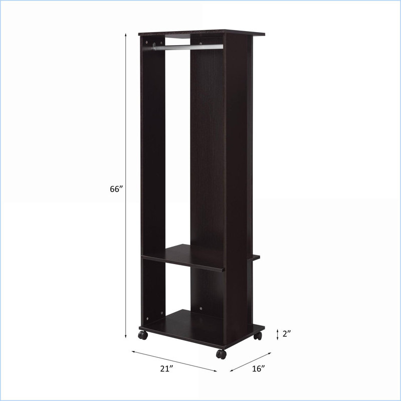 Hall Tree, Modern Espresso with Storage, Mirror &amp; Casters | Espresso | Synthetic Wood