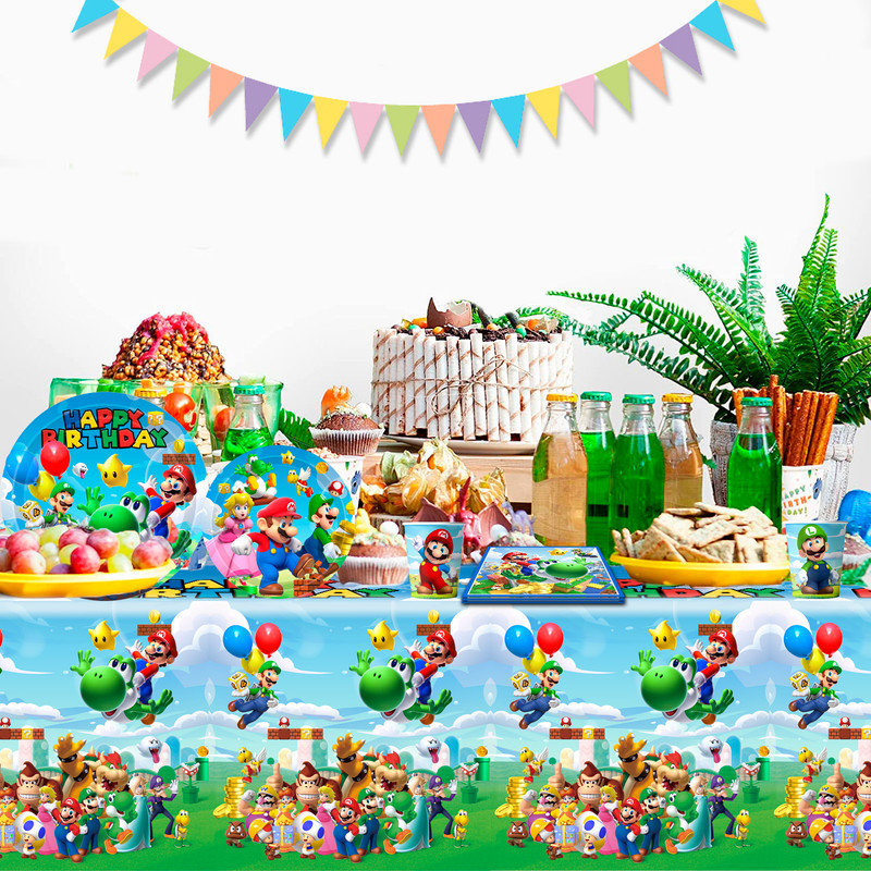 Mario Tableware, 101pcs Super Mario Party Decorations Tableware Set