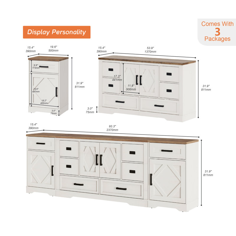 Meuble télé Lazza, Blanc / bois de chêne