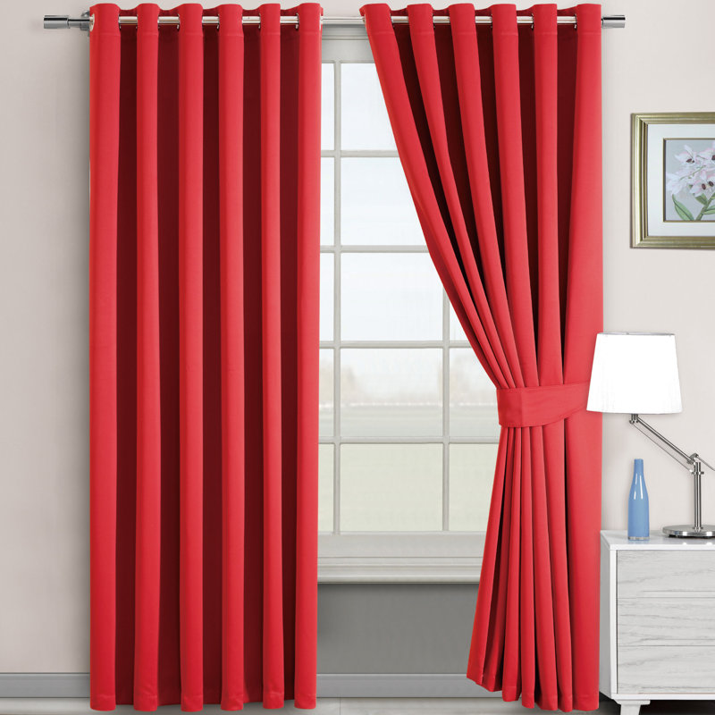 Trina Polyester Blackout Curtain, Cream, 167cm Width x 183cm Drop