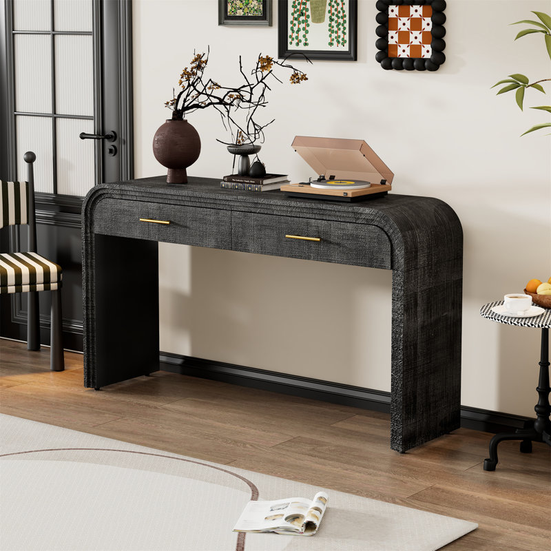 Console à silhouette rétro unique avec style ouvert, Noir antique