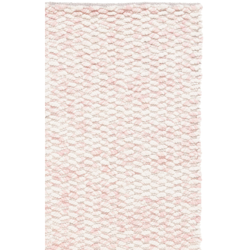 Boud Geometric Hand Loomed Wool/Cotton Area Rug in Pink/Ivory, Square 6'