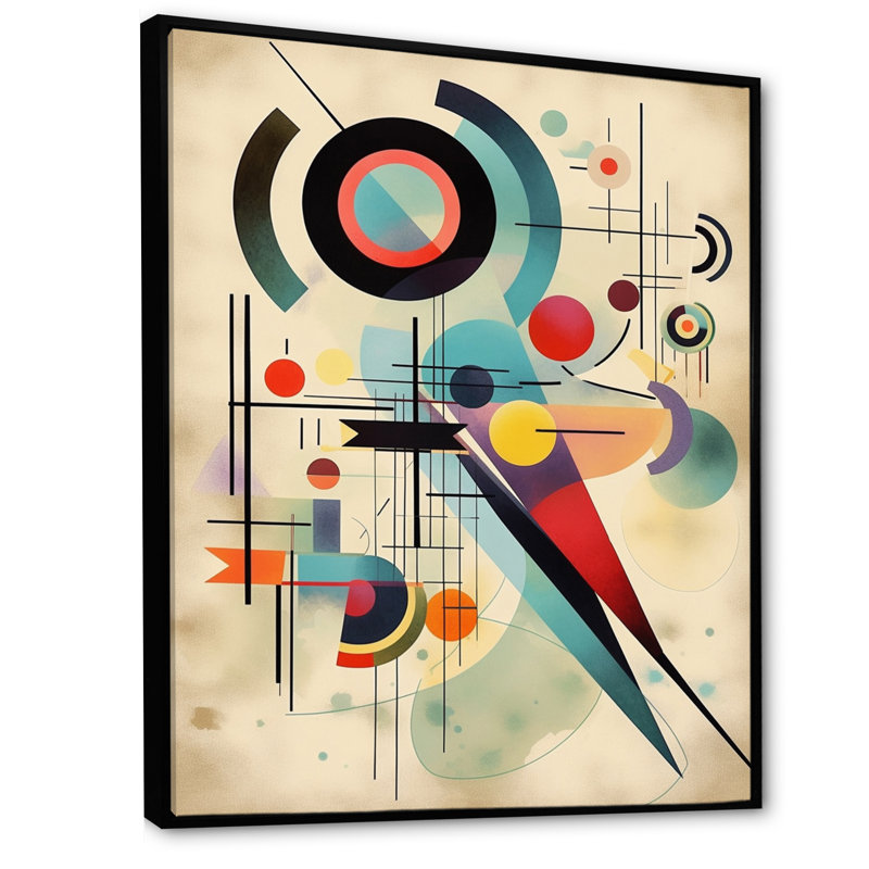 Chef-d'œuvre géométrique sur toile, H 40 po x l 30 po x P 1,5 po, Cadre flottant noir