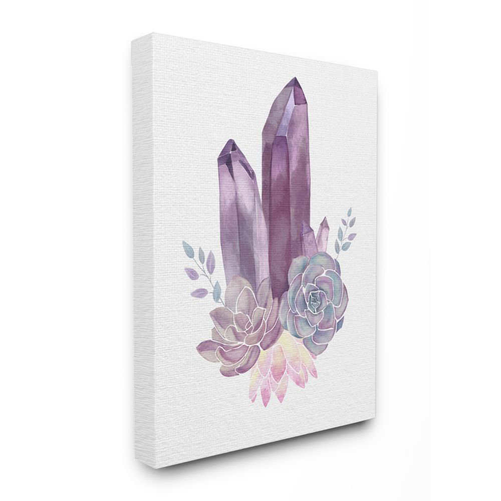 " Succulent Crystal Flower Purple Blue Watercolor Painting " Bungalow Rose