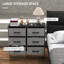  6 Drawer Fabric Chest of Drawers w/ Wooden Top for Hallway Black-423723299
