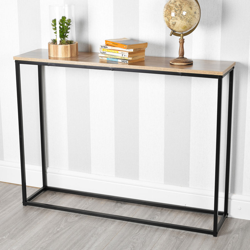 Adjei 100.5cm Console Table, Oak, Black, 75.5cm H x 100.5cm W x 24cm D