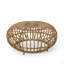 Table basse - Table d'appoint bohémienne en faux rotin pour une utilisation intérieure / extérieure, table d'appoint ronde fabriquée à la main pour le salon, le patio, le jardin