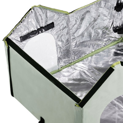 Grande maisonnette chauffante pliable avec abri - coussin chauffant imperméable de 18 W, élévation de la température de 20 ° C, protection contre les coupures de courant, thermostat intelligent, isolation en aluminium et coton perlé, couverture pour