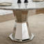 Table de salle à manger ronde en marbre de 47 po, table de cuisine moderne avec plateau en faux marbre ultrabrillant et base en acier inoxydable pour la salle à manger, cuisine (argent, gris)-782544797
